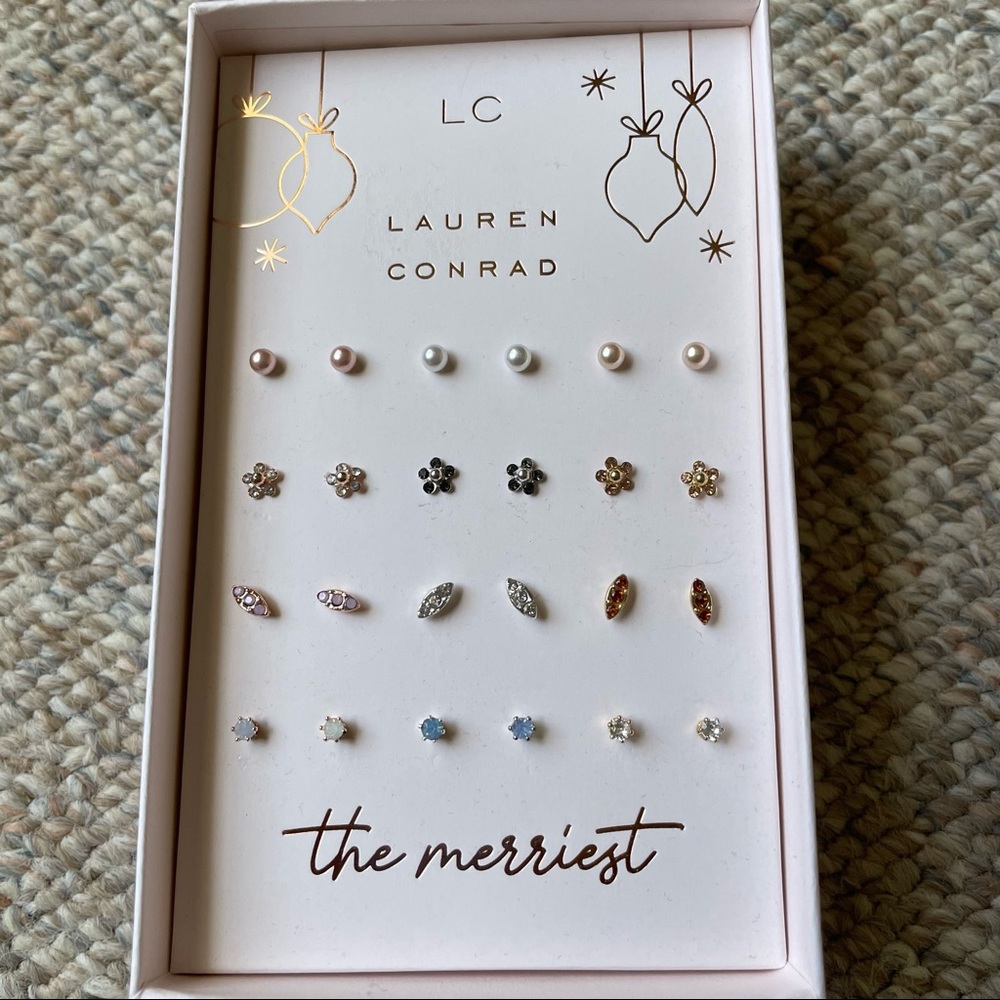 LC Lauren Conrad Gift Set 12 Pairs of Multicolor Stud Earrings. NWT